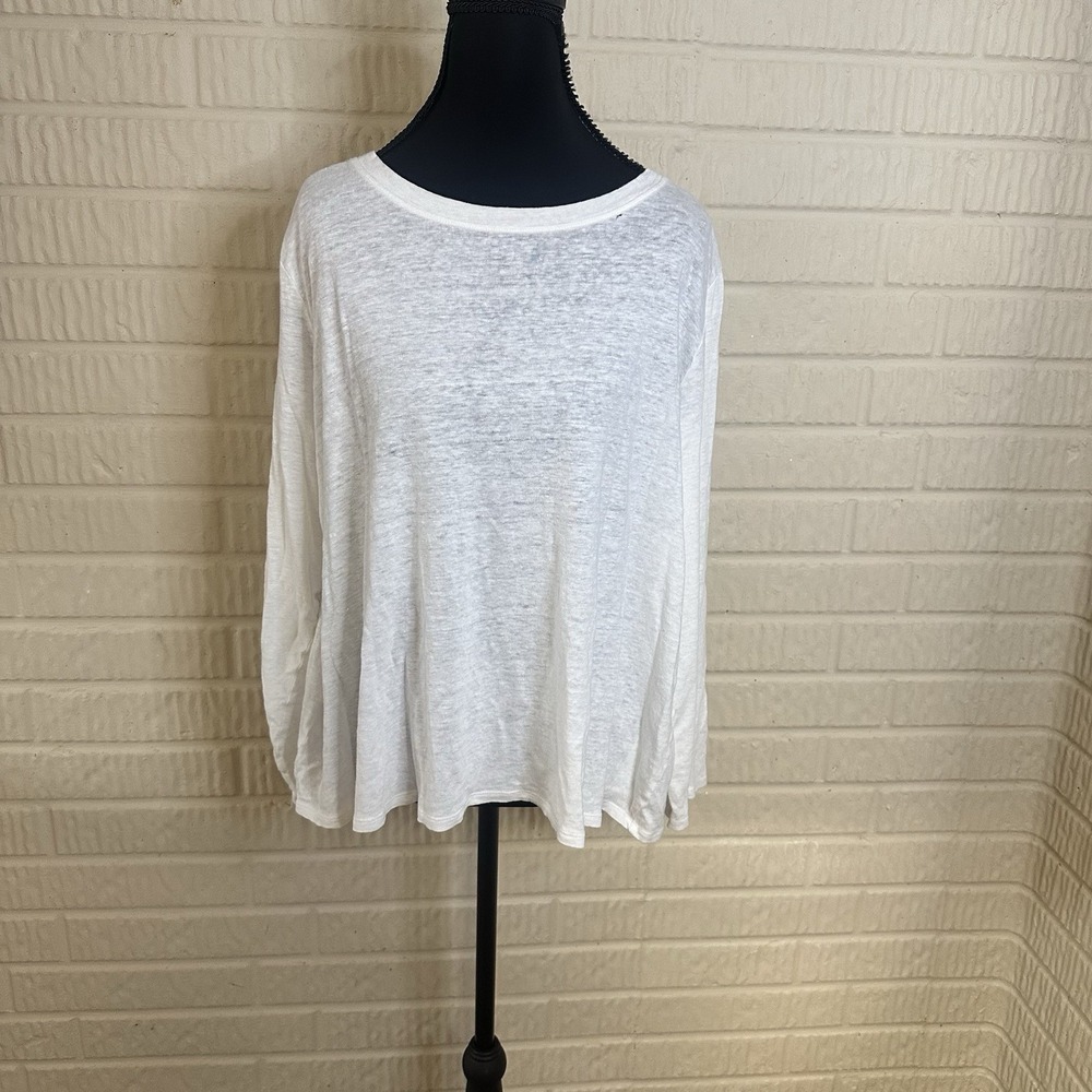 Eileen Fisher 100% Organic Linen Long Sleeve Top Sz XL Lightweight Essential
